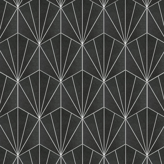 Merola Tile Aster Hex Nero Encaustic 8-5/8 in. x 9-7/8 in. Porcelain Floor and Wall Tile (11.56 sq. ft. / case)