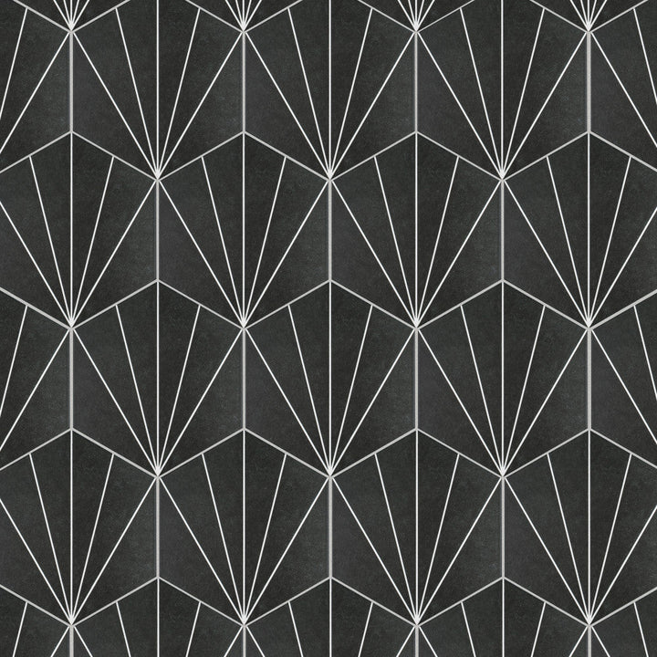 Merola Tile Aster Hex Nero Encaustic 8-5/8 in. x 9-7/8 in. Porcelain Floor and Wall Tile (11.56 sq. ft. / case)
