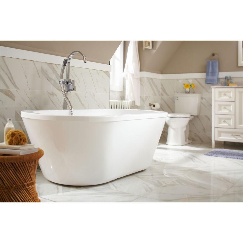 Colton 63 in. Center Drain Freestanding Bathtub in Glossy White - Super Arbor