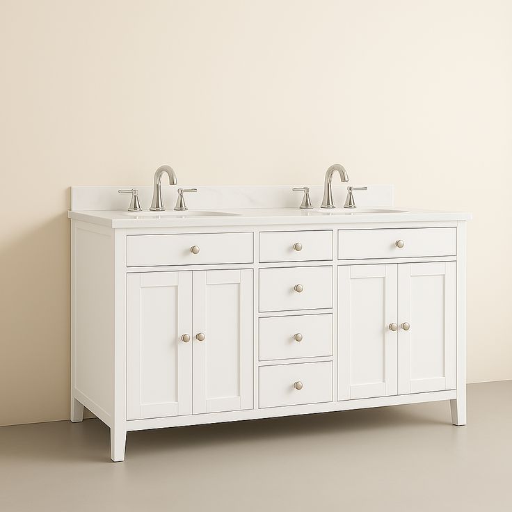 Home Decorators Collection Austen 60-Inch Double Sink Bathroom Vanity with Cultured Marble Top