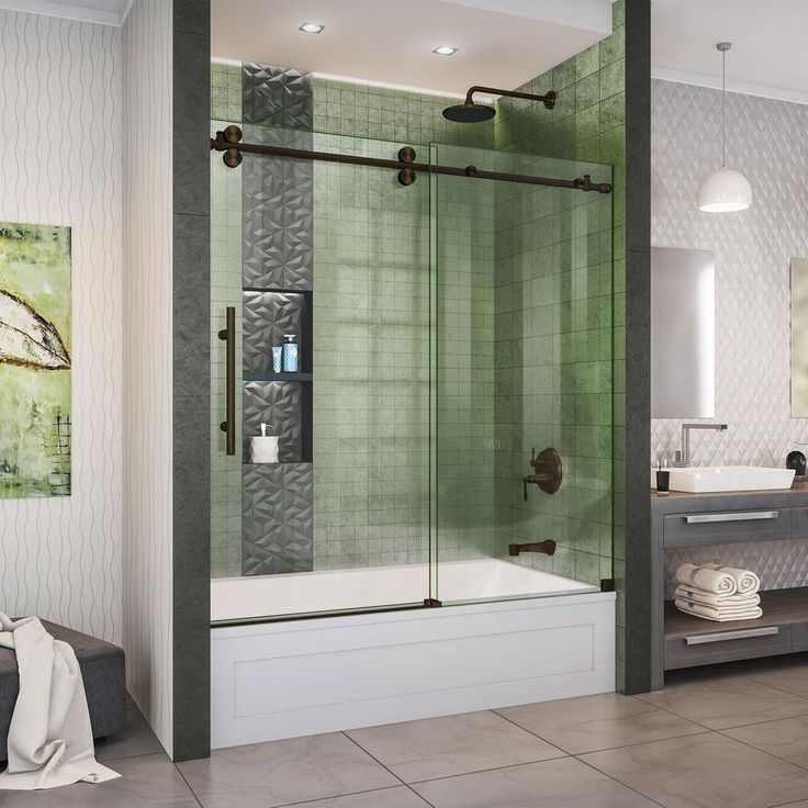 Enigma-XO 55-59 in. W x 62 in. H Fully Frameless Sliding Tub Door in Polished Stainless Steel