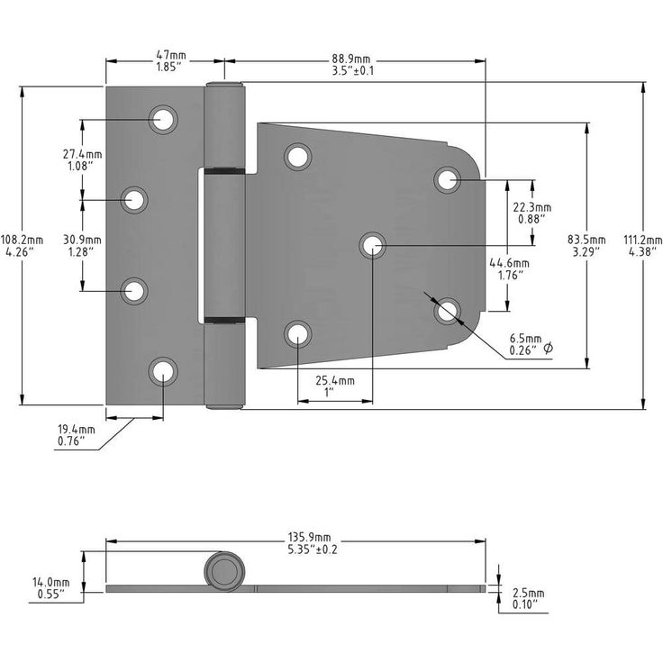 Everbilt 3-1/2 in. Galvanized Gate Tee Hinge