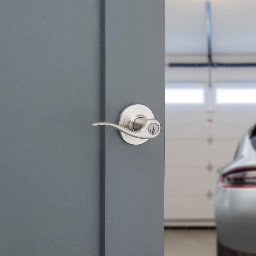 Tustin Satin Nickel Entry Door Lever featuring SmartKey Security - Super Arbor