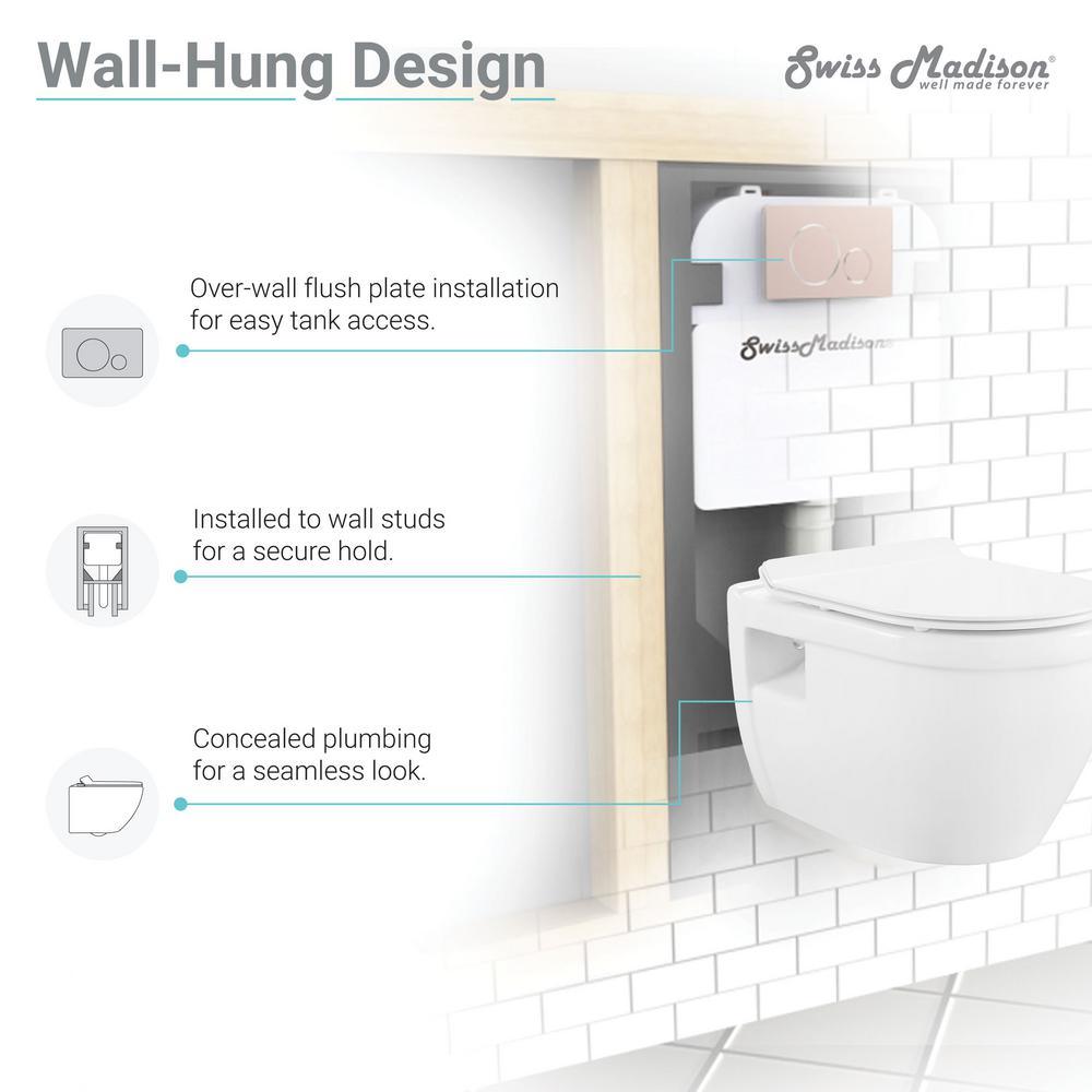Ivy Wall Hung Elongated Toilet Bowl Only 0.8/1.28 GPF Dual Flush in White - Super Arbor