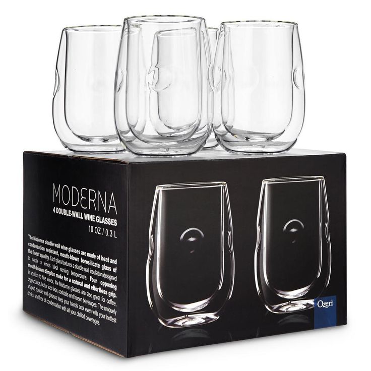Moderna Artisan Series Double Wall Insulated Wine and Beverage Glasses (Set of 4)