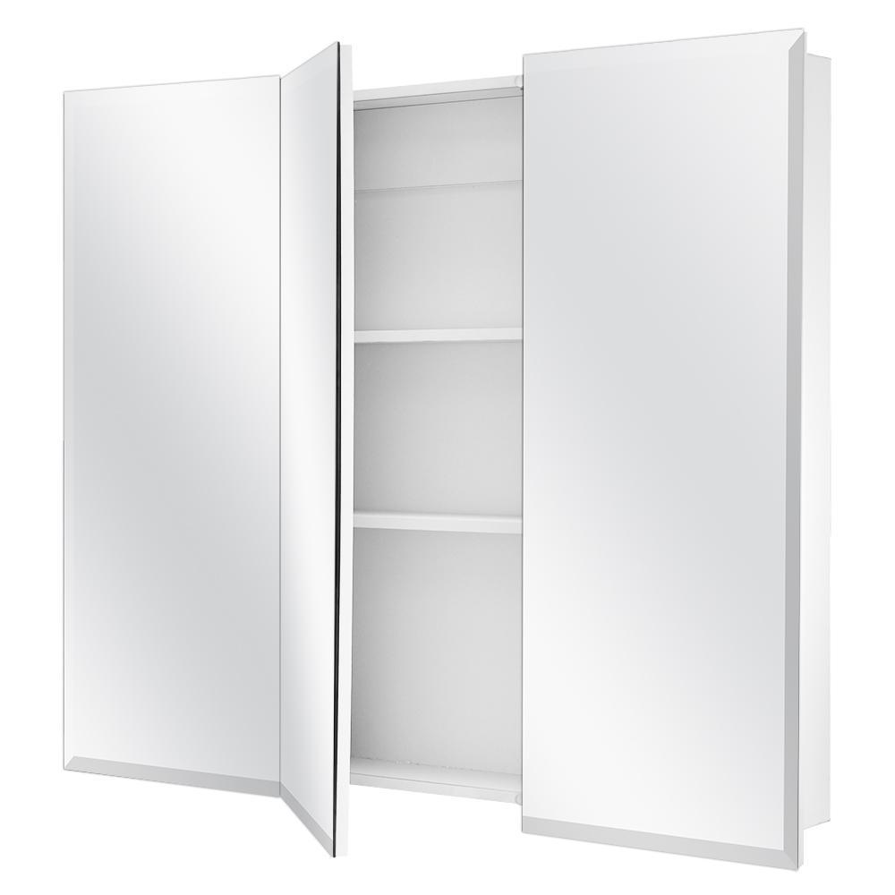36-3/8 in. W x 30-3/16 in. H Frameless Surface-Mount Tri-View Bathroom Medicine Cabinet - Super Arbor