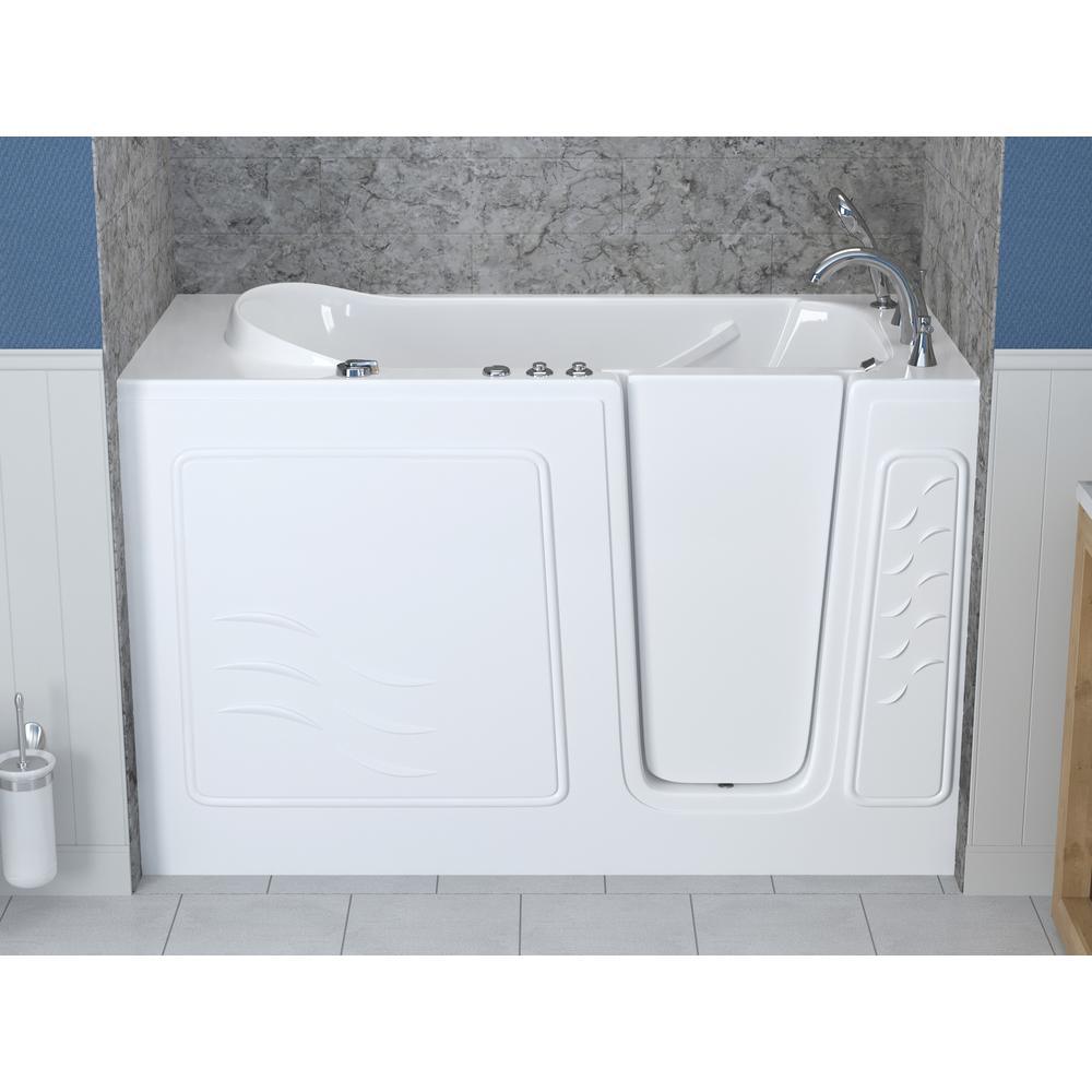 HD Series 60 in. Right Drain Quick Fill Walk-In Whirlpool Bath Tub with Powered Fast Drain in White - Super Arbor