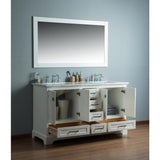 Newport 60 in. W x 22 in. D Vanity in White with Marble Vanity Top in Carrara White and Mirror - Super Arbor