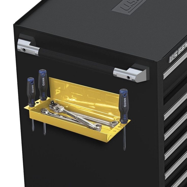 U.S. GENERAL Magnetic Tray with Screwdriver Holder, Yellow