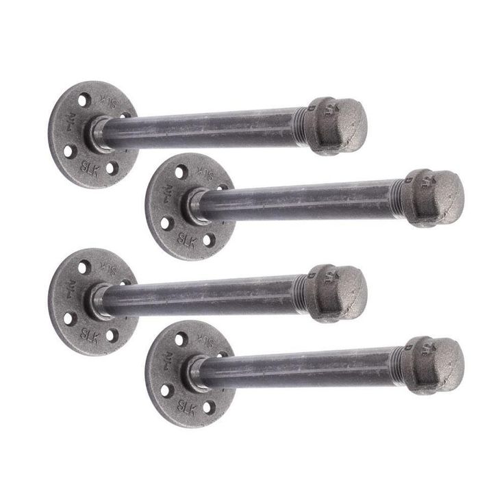 1/2 in. Black Pipe 8 in. L Wall Mounted Shelf Bracket Kit (4-Pack)