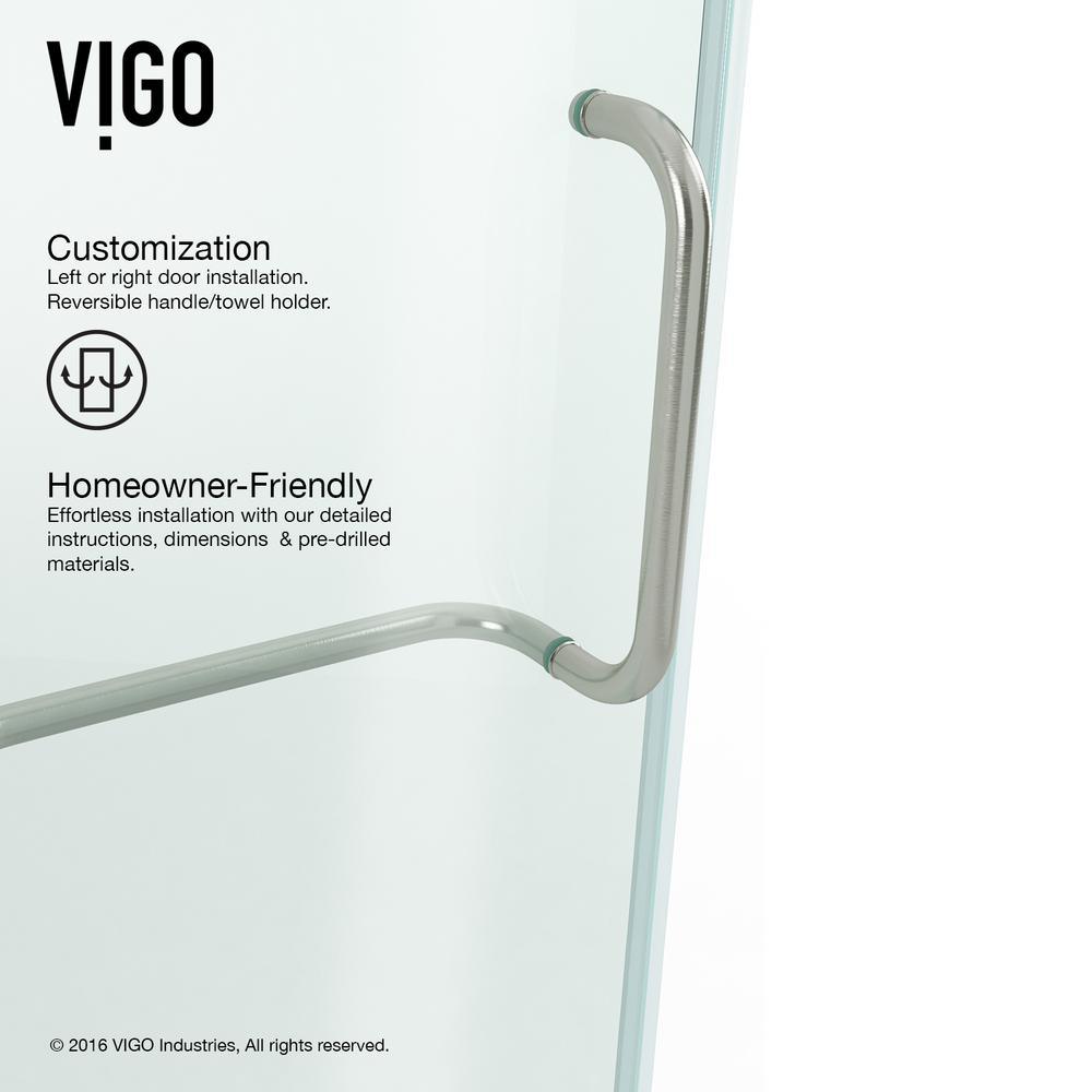 Pirouette 36 to 42 in. x 72 in. Frameless Pivot Shower Door in Brushed Nickel with Clear Glass and Handle - Super Arbor