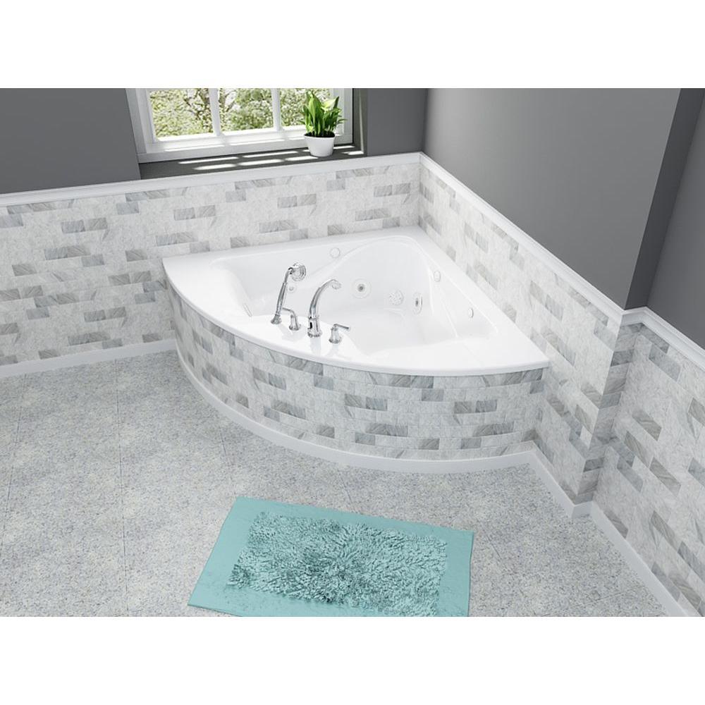 EverClean Cadet 85 in. x 60 in. Center Drain Corner Whirlpool Tub in White - Super Arbor