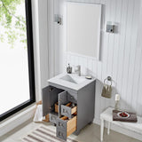Eviva Acclaim 24 in. Gray Transitional Bathroom Vanity with White Quartz Top - Super Arbor
