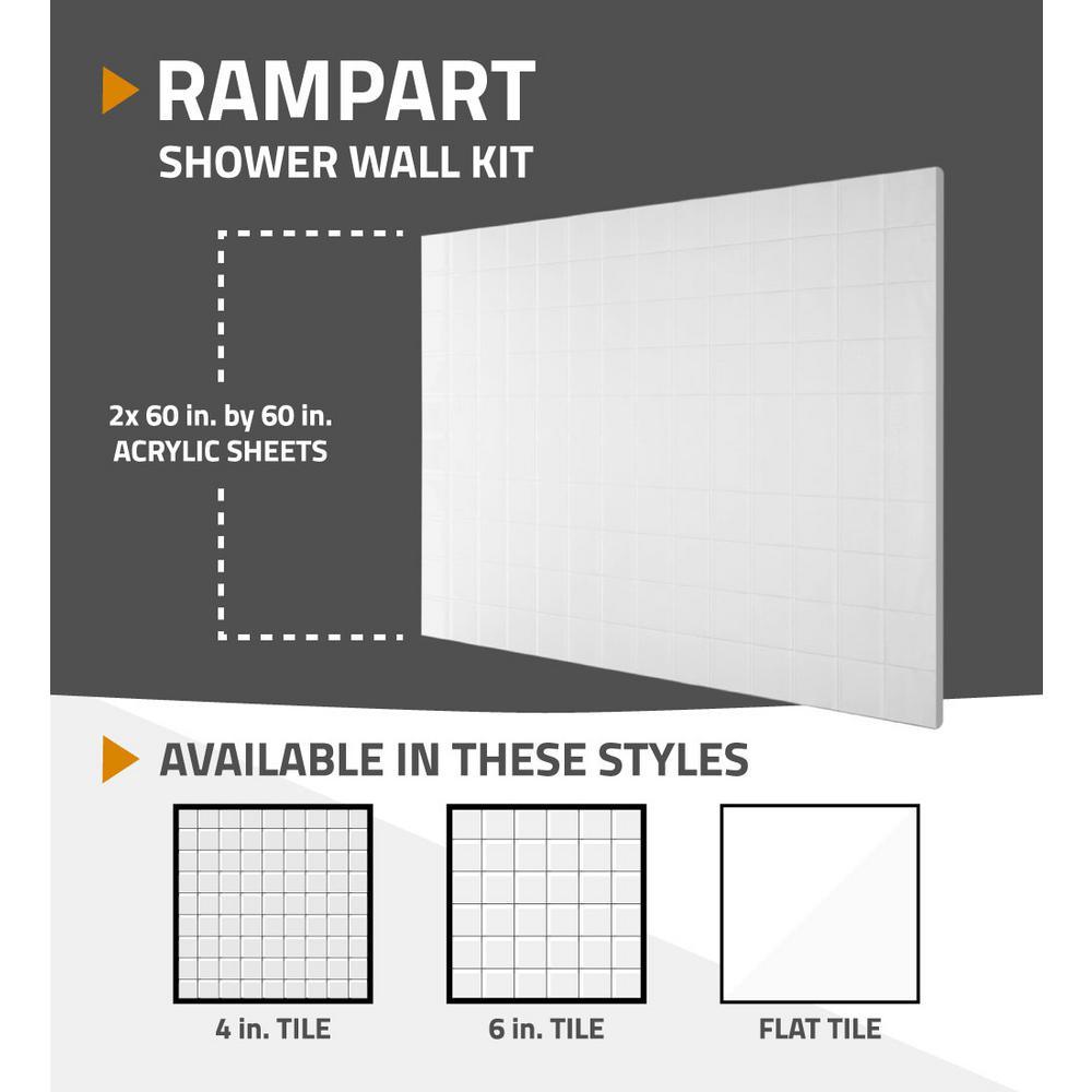 Rampart Nova Heated 5 ft. Walk-in Whirlpool Bathtub with 6 in. Tile Easy Up Adhesive Wall Surround in White - Super Arbor