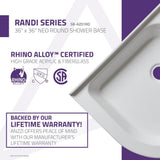 Randi 36 in. x 36 in. Double Threshold Shower Base in White - Super Arbor