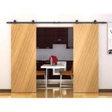 6.6 ft./79 in. Top Mount Sliding Barn Door Hardware Track Kit for Double Doors with Non-Routed Floor Guide Black - Super Arbor