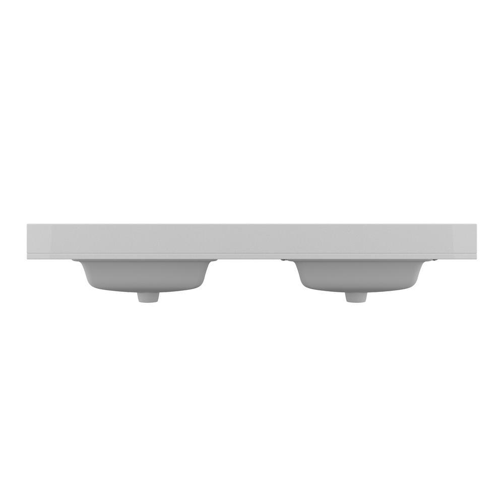 61 in. W x 22 in. D Quartz Double Basin Vanity Top in Snow White with White Basins - Super Arbor