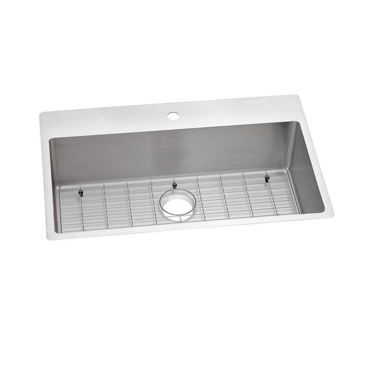 Crosstown Drop-in/Undermount Stainless Steel 33 in. 1-Hole Single Bowl Kitchen Sink with Bottom Grid