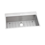 Crosstown Drop-in/Undermount Stainless Steel 33 in. 1-Hole Single Bowl Kitchen Sink with Bottom Grid