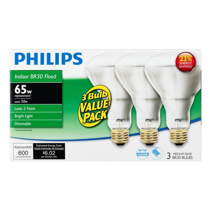 Philips 50-Watt Equivalent Halogen BR30 Dimmable Flood Light Bulb (3-Pack)