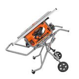 RIDGID 10 in. Pro Jobsite Table Saw with Stand + 18V Cordless Drill/Driver Kit (1) 2.0Ah Battery, Charger, Tool Bag