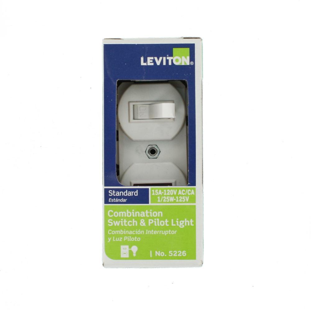 1/25W-125V Combination Switch with Neon Pilot Light, White - Super Arbor