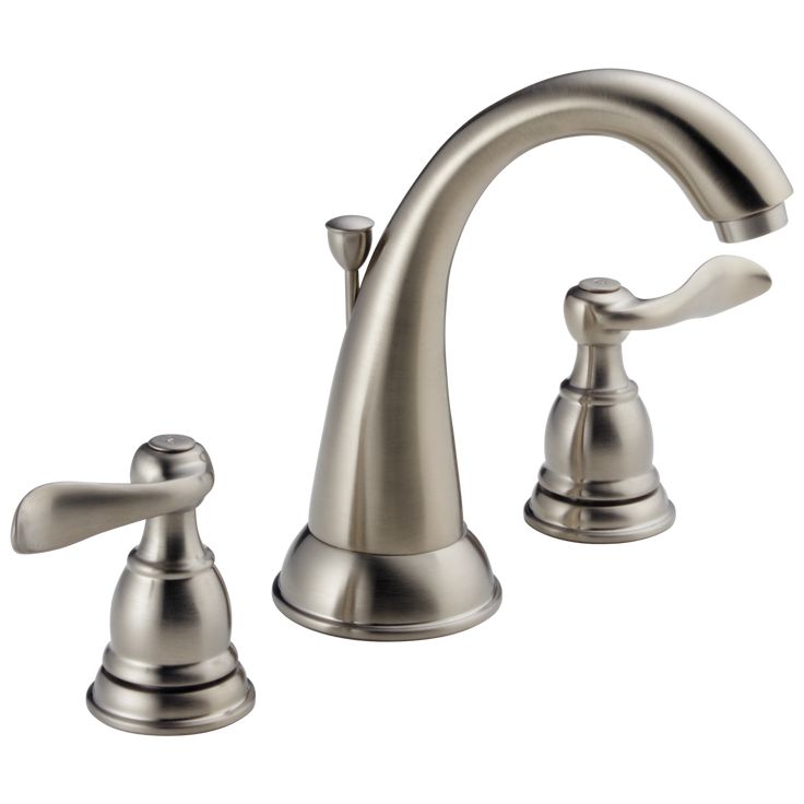 New Lower Price; Delta Windemere Brushed Nickel 2-Handle Widespread WaterSense Bathroom Sink Faucet with Drain