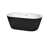 Mermaid 60 in. Acrylic Flatbottom Bathtub in Black with Matte Black Trim - Super Arbor