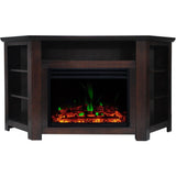 Stratford 59 in. Electric Fireplace Heater TV Stand in Mahogany Corner Enhanced Display, and Remote - Super Arbor
