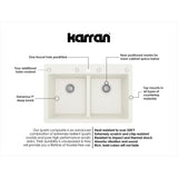 White Quartz 33 in. 50/50  Double Bowl Composite Drop-in Kitchen Sink - Super Arbor