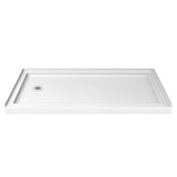 Infinity-Z 30 in. x 60 in. Semi-Frameless Sliding Shower Door in Chrome with Left Drain White Acrylic Base - Super Arbor