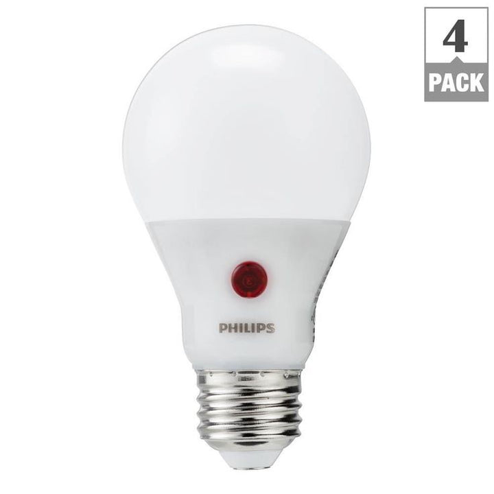 Philips 60-Watt Equivalent A19 Dusk To Dawn Automatic On/Off Energy Saving LED Light Bulb Soft White (2700K) (4-Pack)