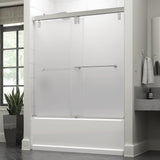 Lyndall 60 x 59-1/4 in. Frameless Mod Soft-Close Sliding Bathtub Door in Nickel with 3/8 in. (10mm) Clear Glass - Super Arbor