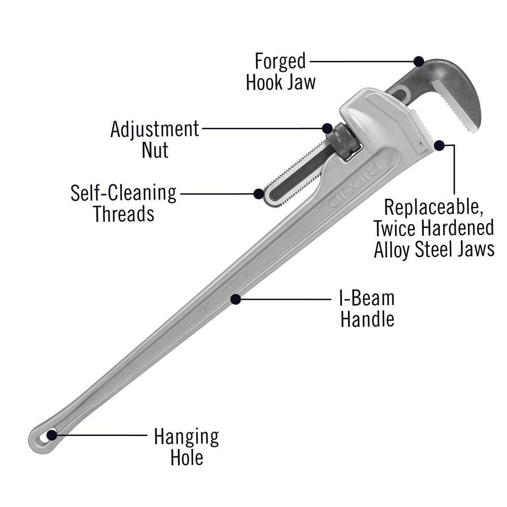 48 in. Model 848 Aluminum Straight Pipe Wrench - Super Arbor