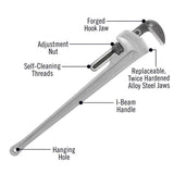 48 in. Model 848 Aluminum Straight Pipe Wrench - Super Arbor