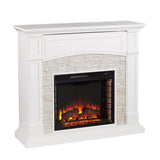 Conway 45.75 in. Electric Fireplace TV Stand in White with White Faux Stone - Super Arbor