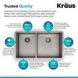 Standart PRO 33in. 16 Gauge Undermount 60/40 Double Bowl Stainless Steel Kitchen Sink - Super Arbor