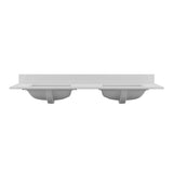 61 in. W x 22 in. D Quartz Double Basin Vanity Top in Snow White with White Basins - Super Arbor