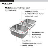 Medallion Gourmet Undermount Stainless Steel 39.8-in. 0-Hole Triple Bowl Kitchen Sink with Accessory Combo Pack - Super Arbor