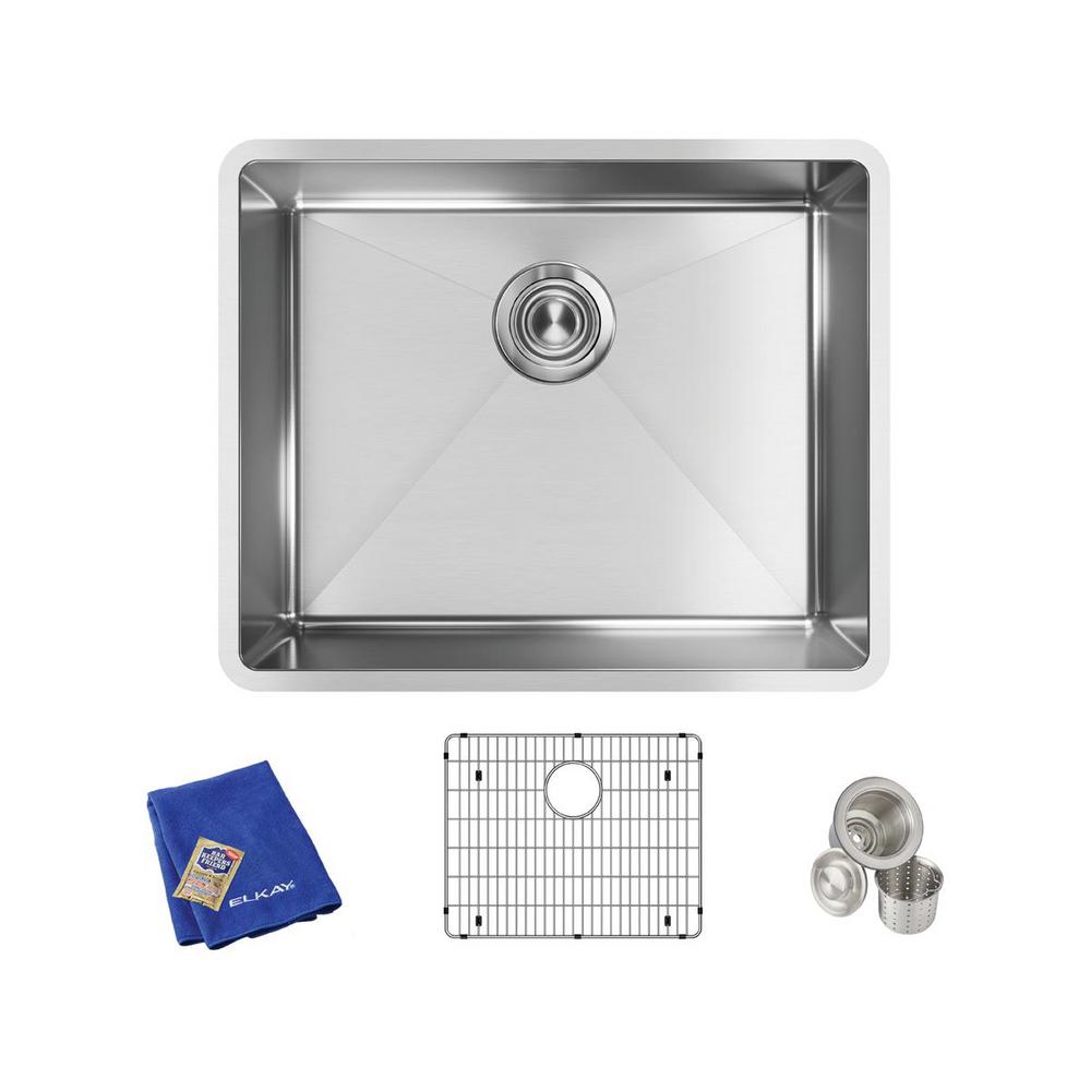 Crosstown Undermount Stainless Steel 32 in. Single Bowl Kitchen Sink with Center Drain