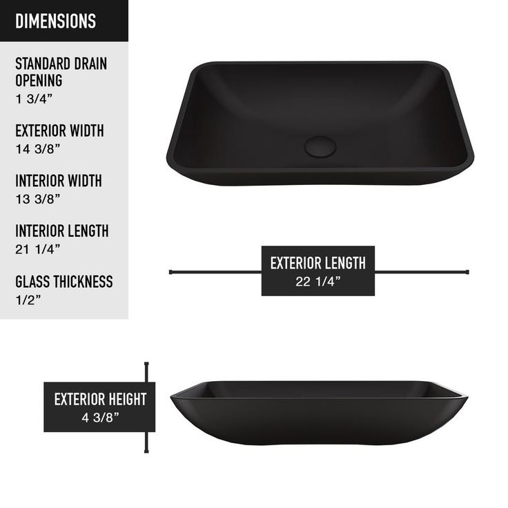 VIGO Black Rectangular Hadyn MatteShell Glass Bathroom Vessel Sink
