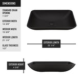 VIGO Black Rectangular Hadyn MatteShell Glass Bathroom Vessel Sink