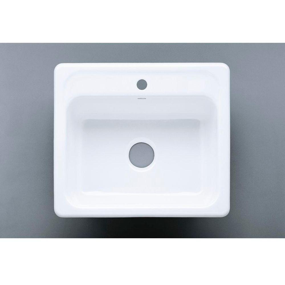 Mayfield Drop-In Cast Iron 25 in. 1-Hole Single Bowl Kitchen Sink in White - Super Arbor
