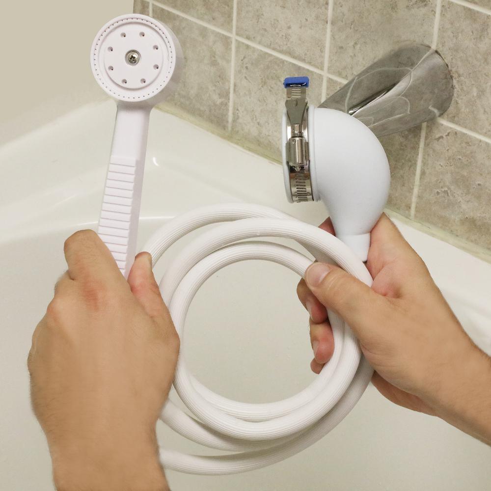1-Spray 2 in. Single Wall Mount Handheld Shower Head in White - Super Arbor