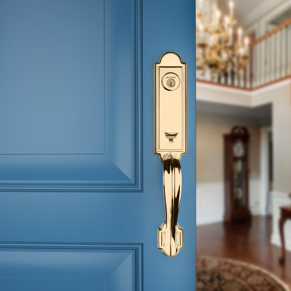 Prestige Avendale Single Cylinder Lifetime Polished Brass Door Handleset & Arch Rose Tobin Door Lever feat SmartKey - Super Arbor
