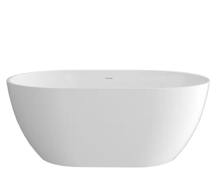 Baily 51 in. Acrylic Oval Slipper Flatbottom Freestanding Bathtub in Glossy White
