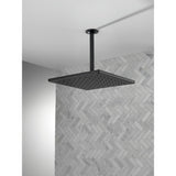 1-Spray 11.8 in. Single Wall Mount Square Fixed Rain Shower Head in Matte Black - Super Arbor