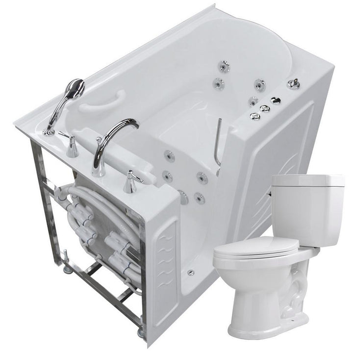 52.75 in. Walk-In Whirlpool Bathtub in White with 1.6 GPF Single Flush Toilet - Super Arbor