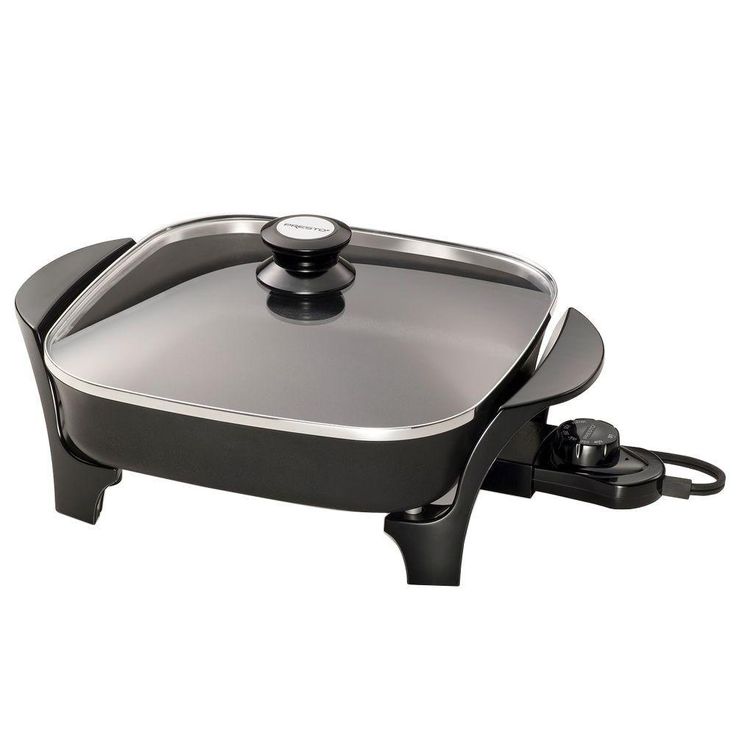 121 sq. in. Black Non-Stick Electric Skillet with Lid