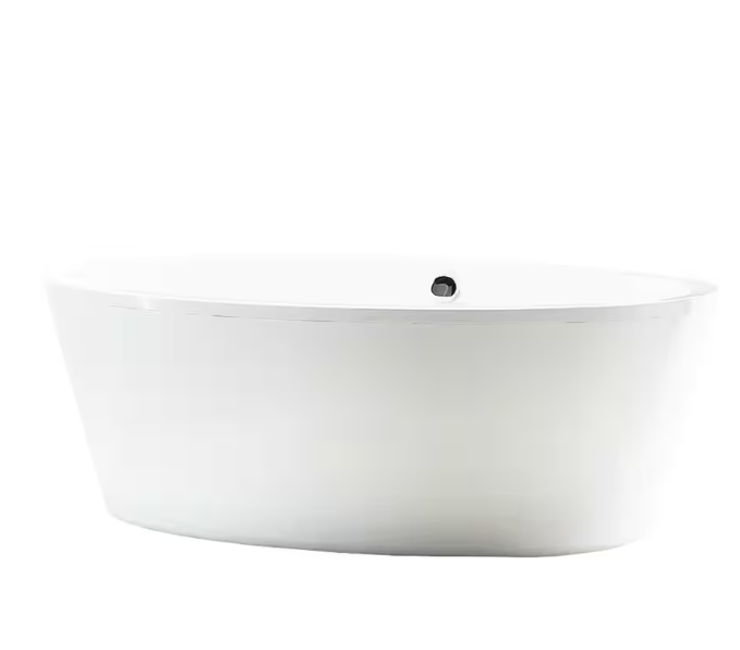 Betsy 67 in. Acrylic Freestanding Flatbottom Bathtub in White with Overflow and Drain in Chrome Included
